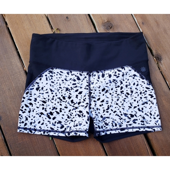 Athleta Pants - SOLD☆Athleta Black Animal Print Workout Shorts L